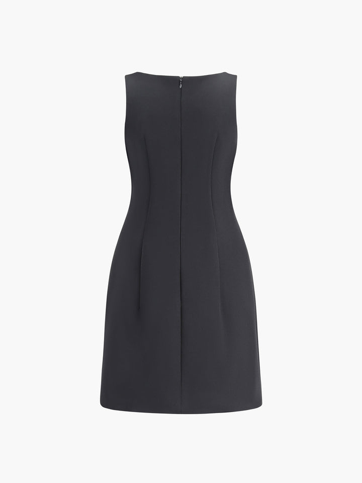 Robe Courte Sans Manches en Tissu