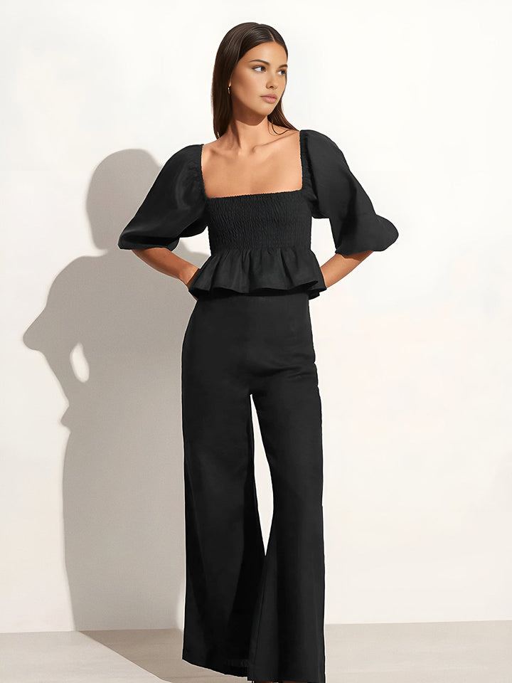 Ensemble Pantalon Carré Coton & Lin avec Manches Bishop