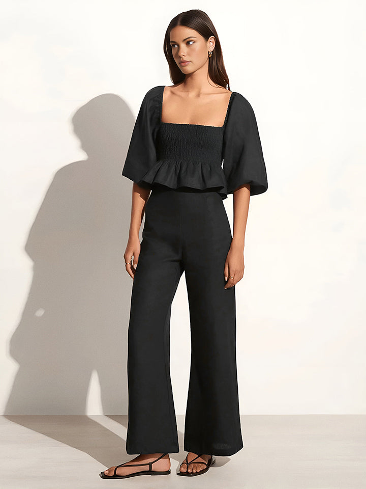 Ensemble Pantalon Carré Coton & Lin avec Manches Bishop