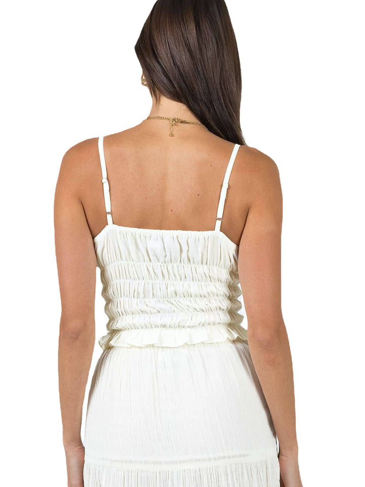Top Cami à Volants Semi-Transparents à Nouettes