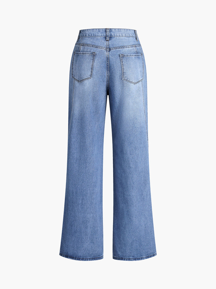 Pantalons Vintage Droits en Denim