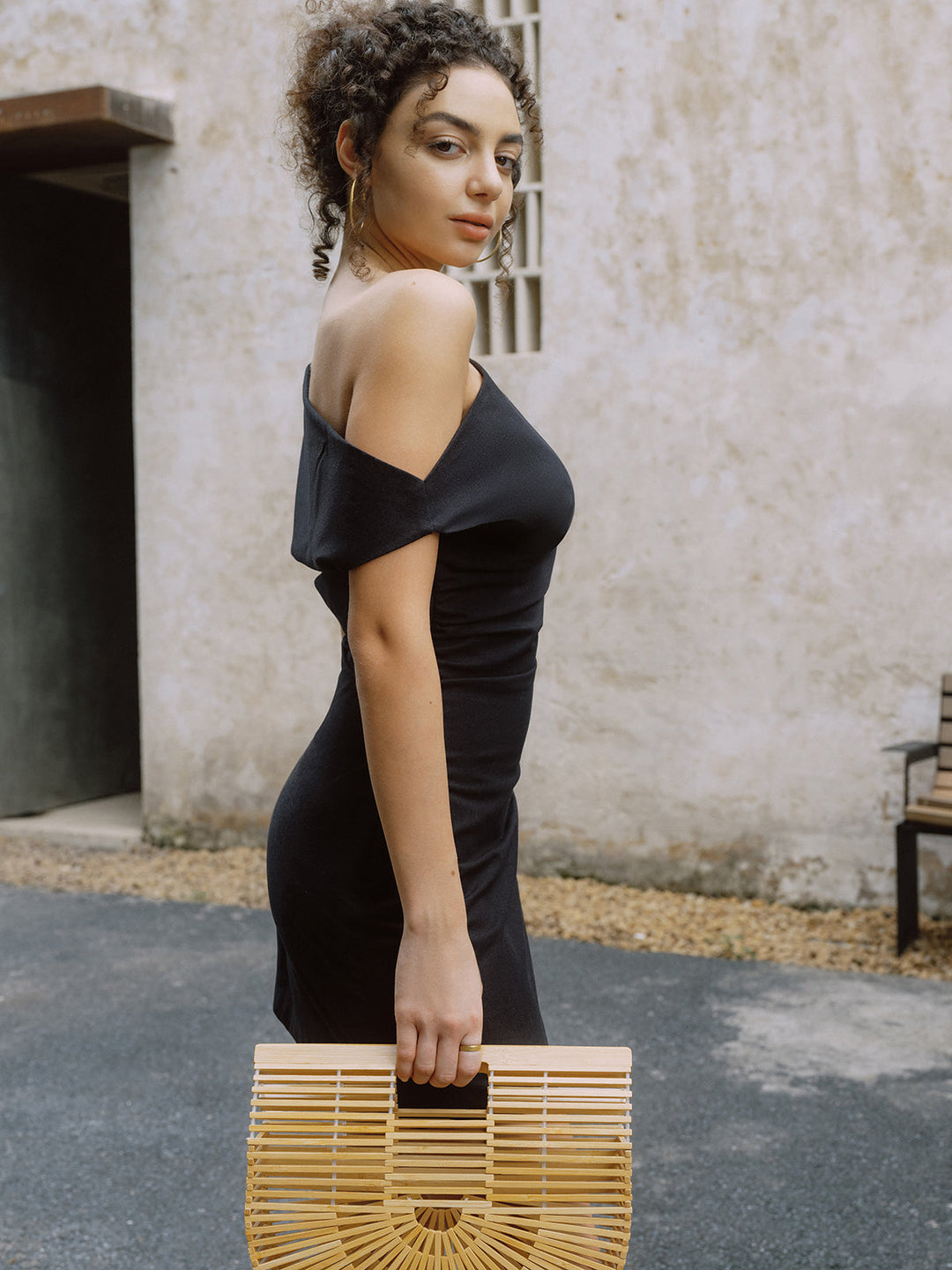 Robe Courte Asymétrique en Coton et Lin à Une Épaule