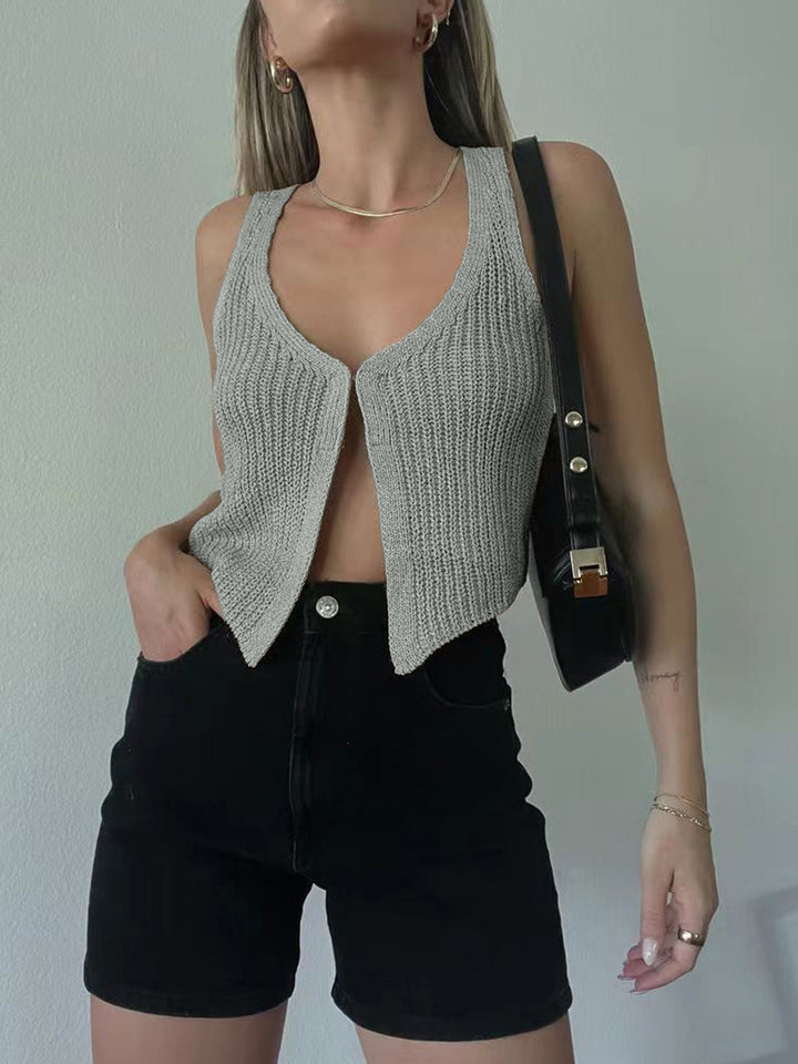 Gilet en maille classique à agrafe et crochet