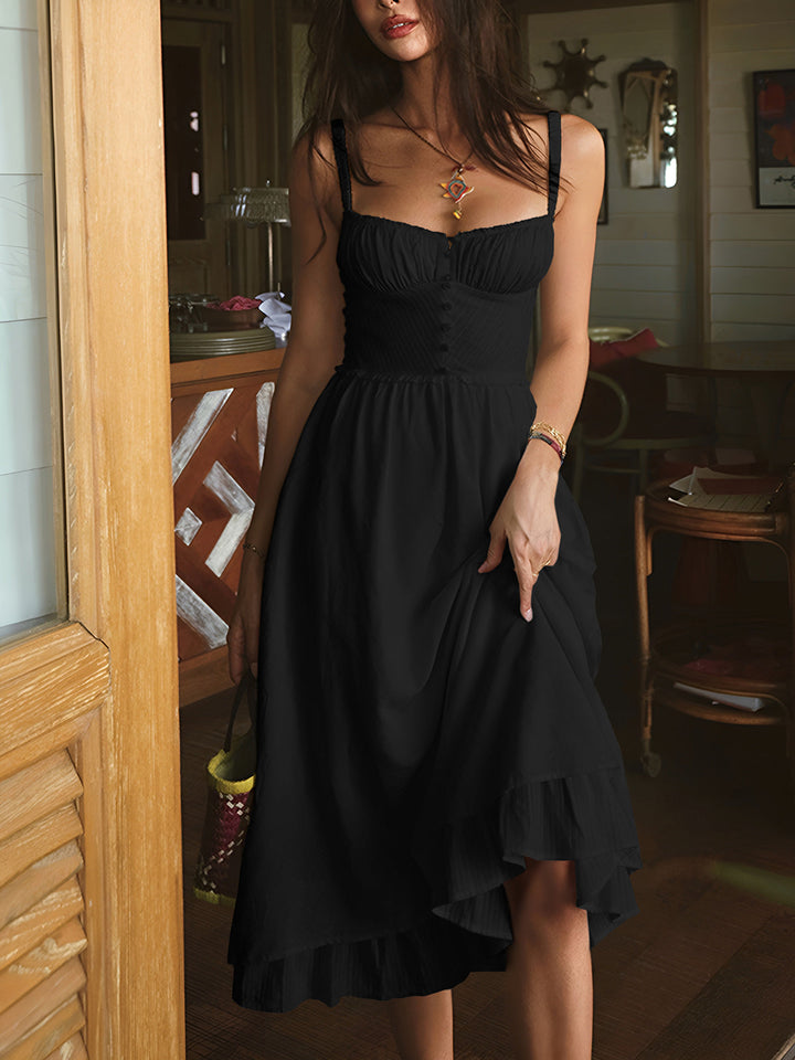 Robe Midi à Volants unie
