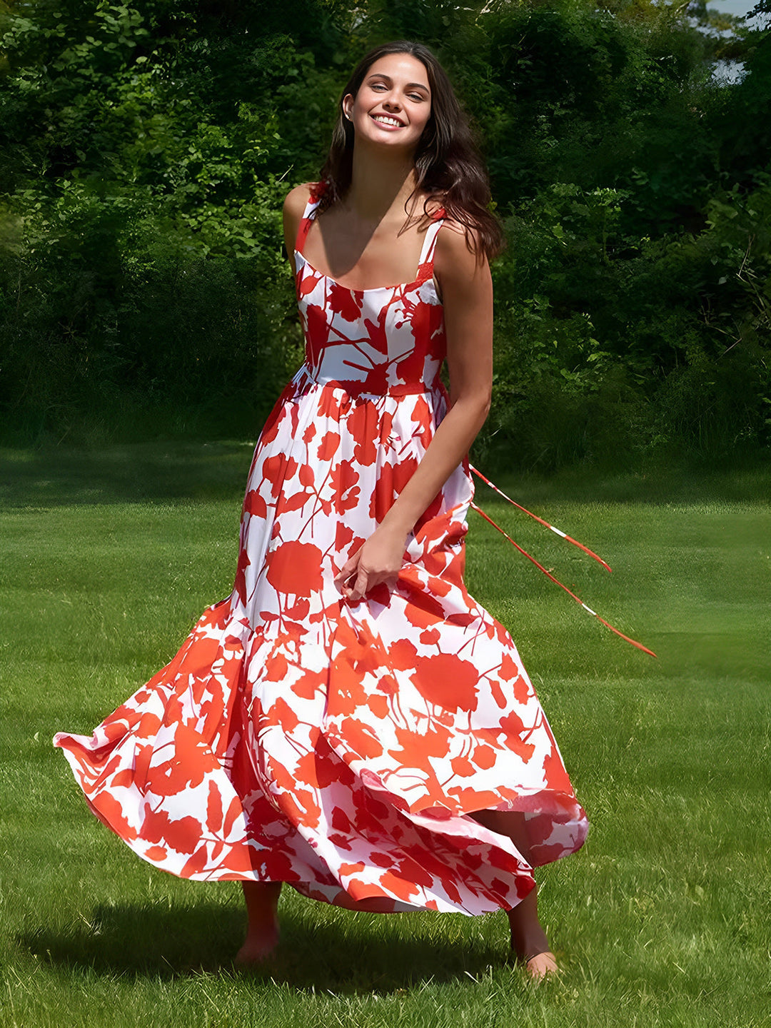 Robe Longue Imprimée Florale Épanouie en Été