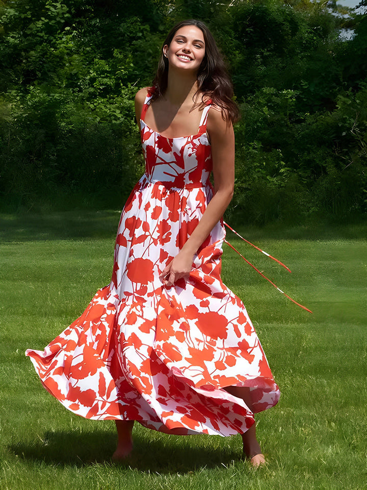 Robe Longue Imprimée Florale Épanouie en Été