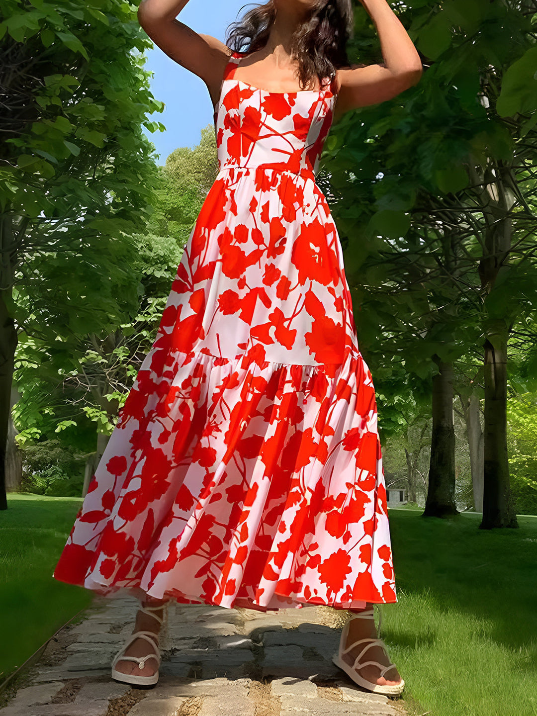 Robe Longue Imprimée Florale Épanouie en Été