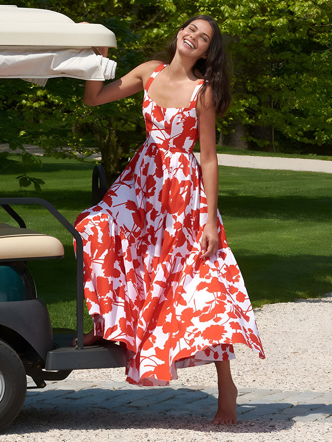 Robe Longue Imprimée Florale Épanouie en Été