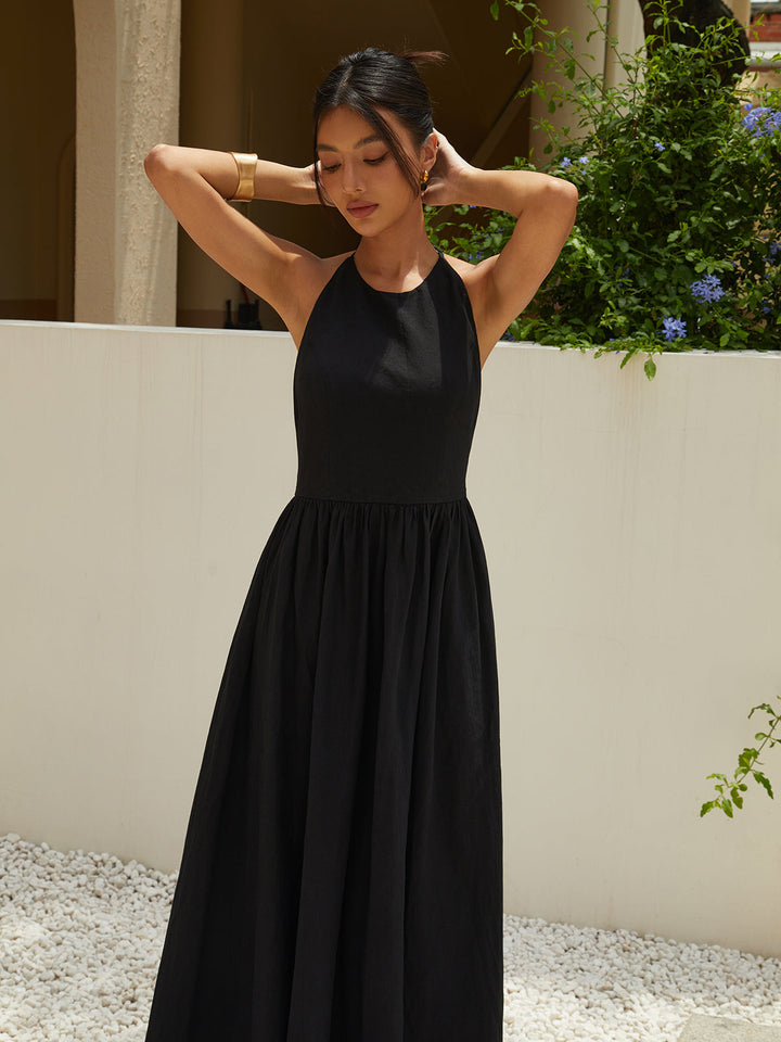 Robe Longue Unie à Bretelles