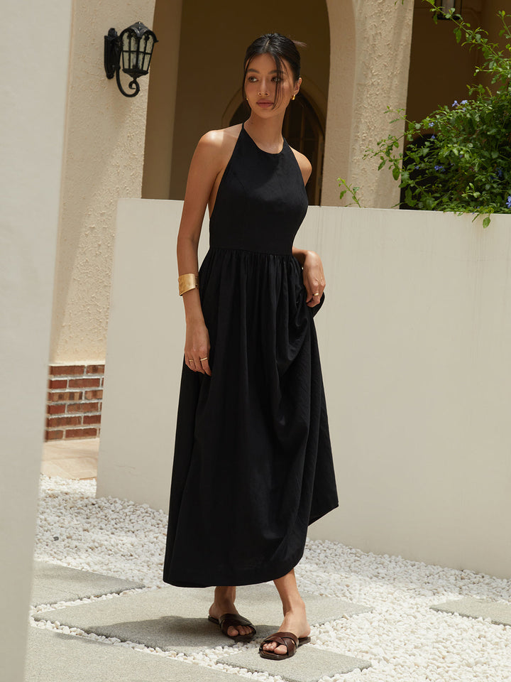 Robe Longue Unie à Bretelles