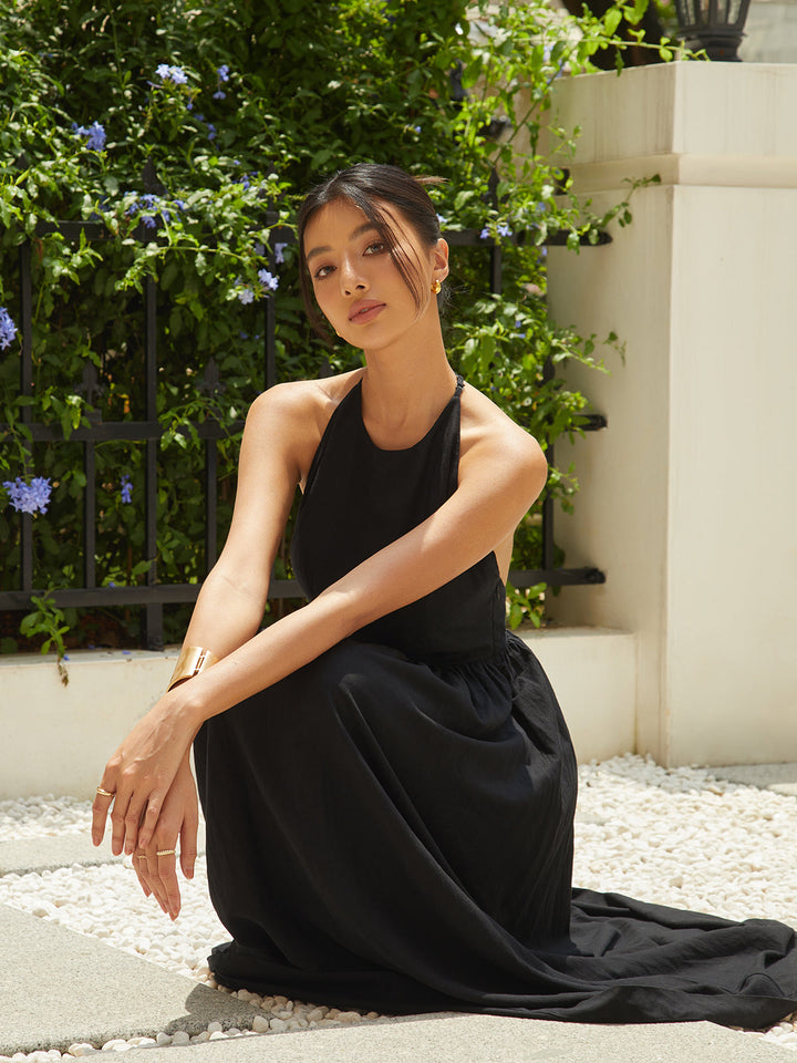 Robe Longue Unie à Bretelles