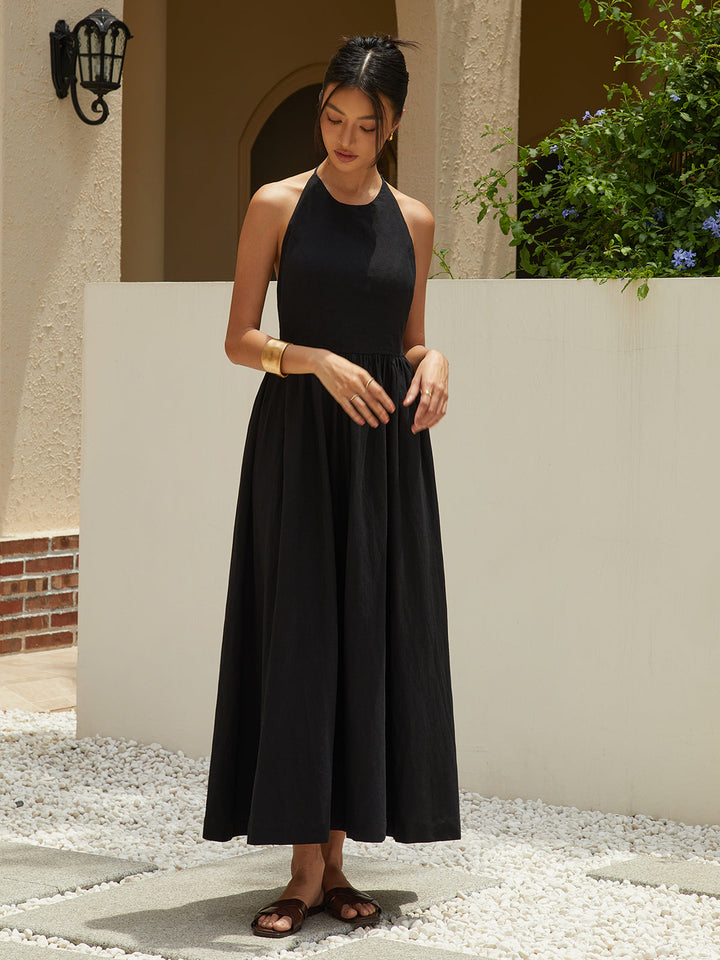 Robe Longue Unie à Bretelles