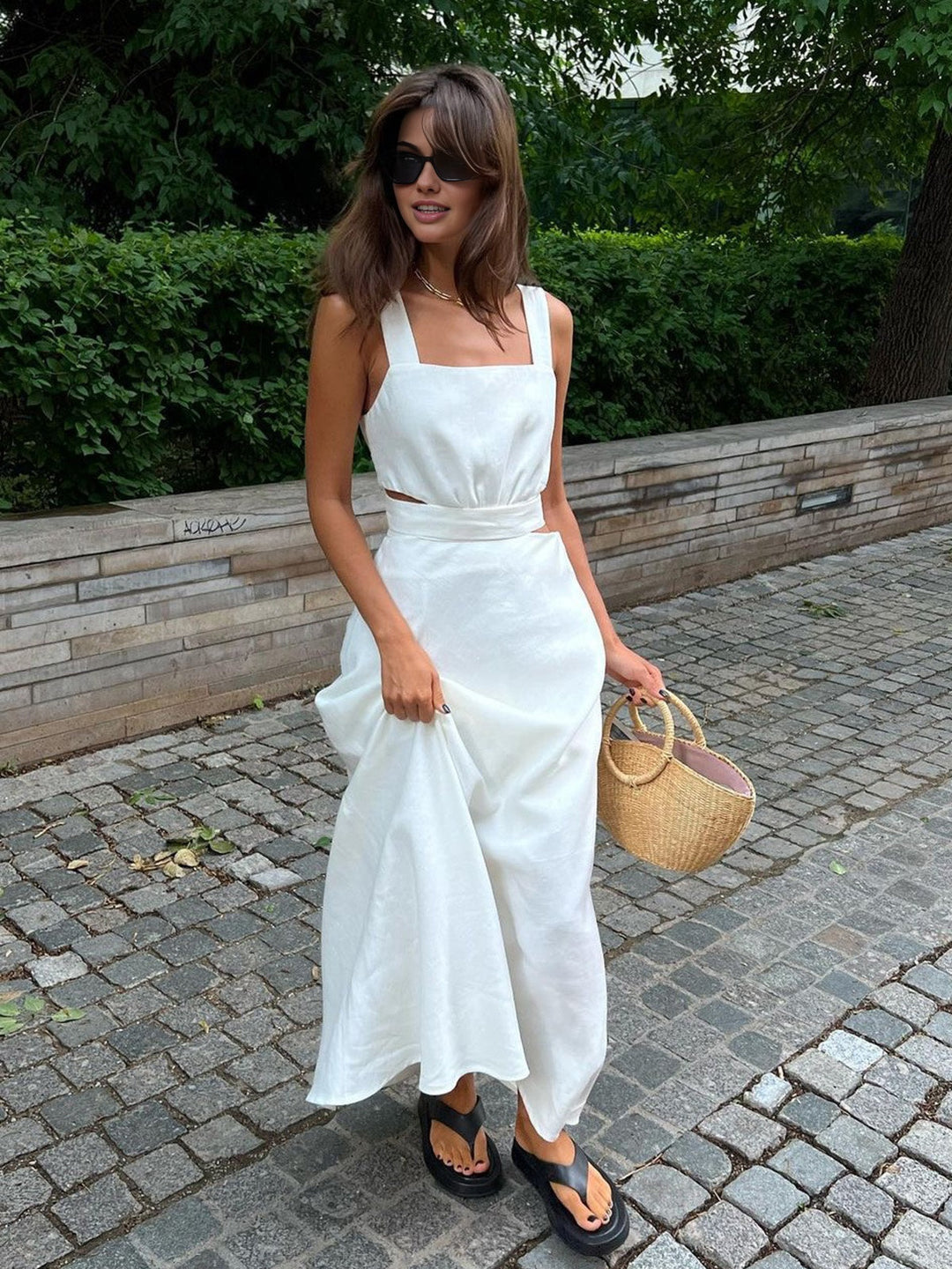 Robe longue nouée minimaliste