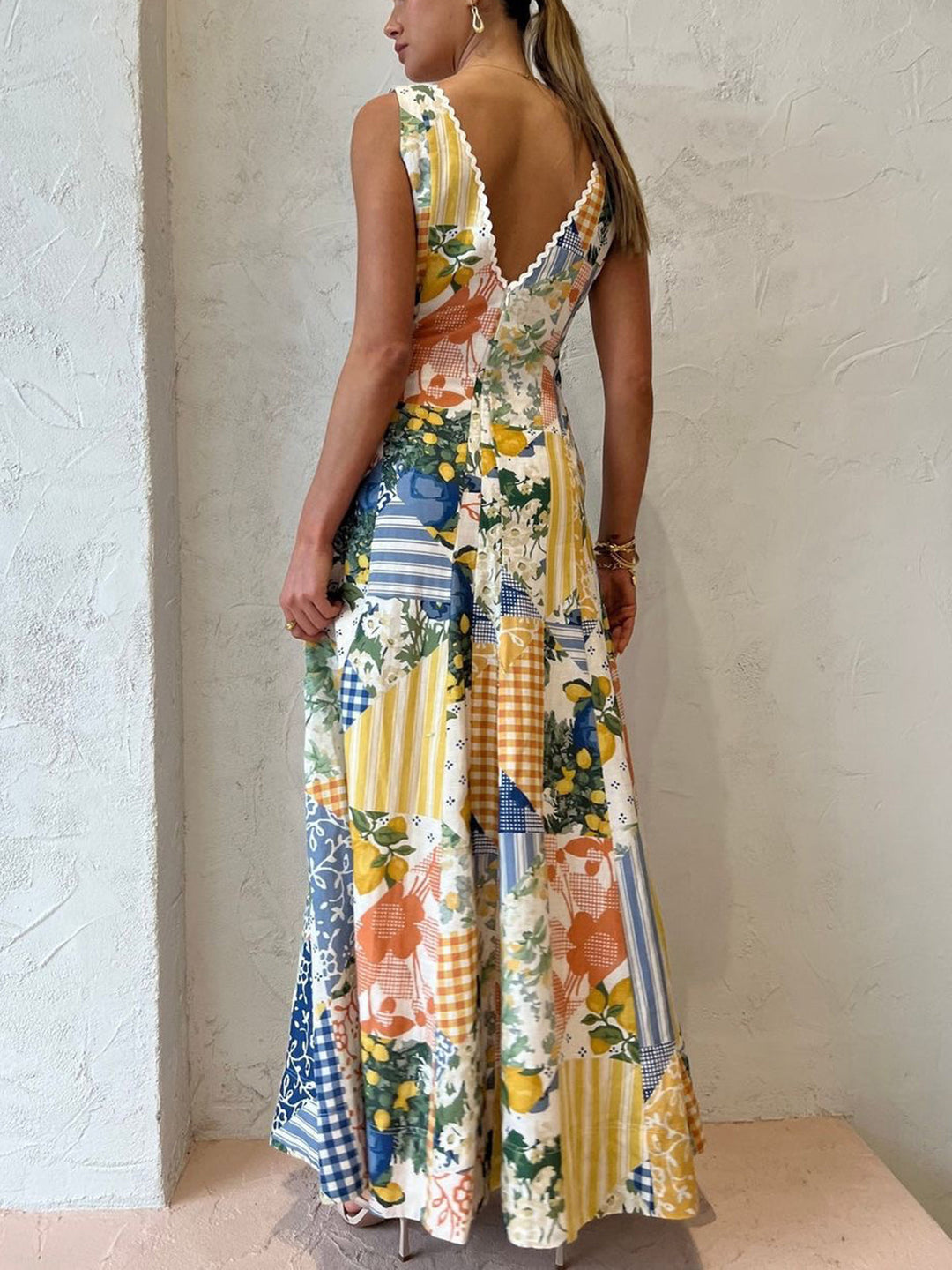 Robe Longue en Dentelle "Lemonade Print"