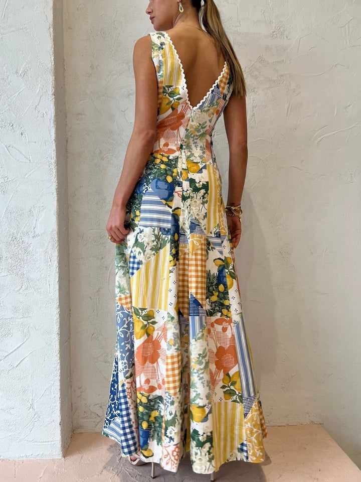 Robe Longue en Dentelle "Lemonade Print"