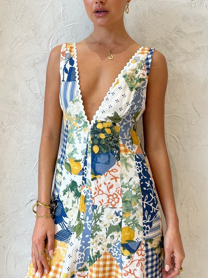 Robe Longue en Dentelle "Lemonade Print"