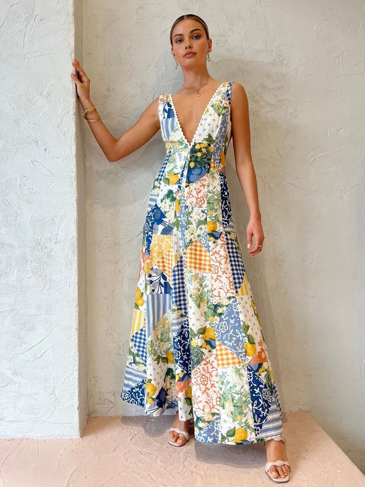 Robe Longue en Dentelle "Lemonade Print"