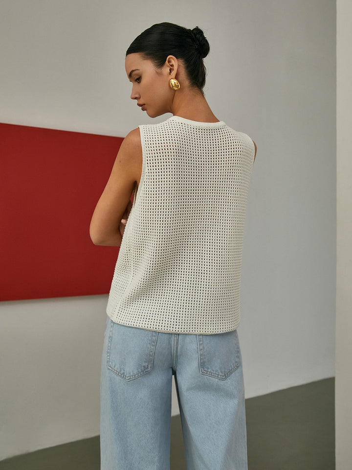 Cardigan en tricot sans manches évidé
