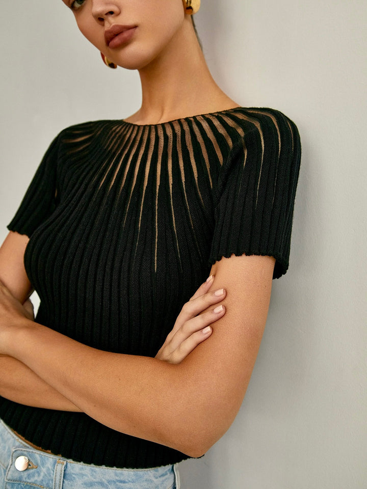 Haut en tricot à manches courtes unies