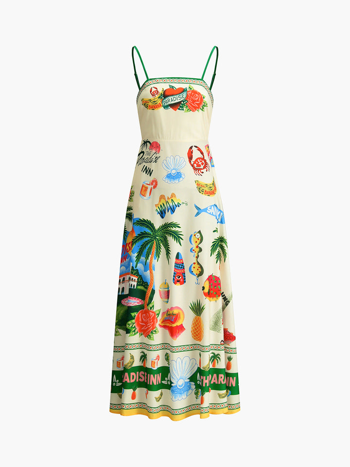 Robe longue décontractée Paradise Print pour femme