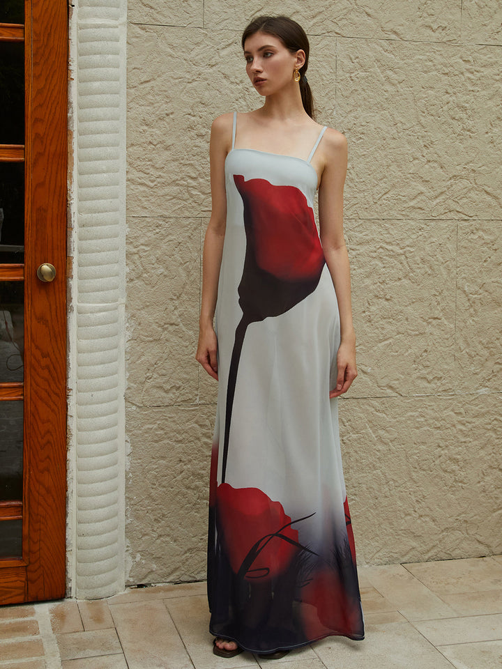 Robe Longue Cami à Imprimé Floral Exquis