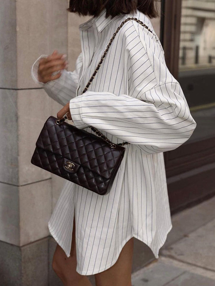 Chemise Oversized Rayée Grandes Poches
