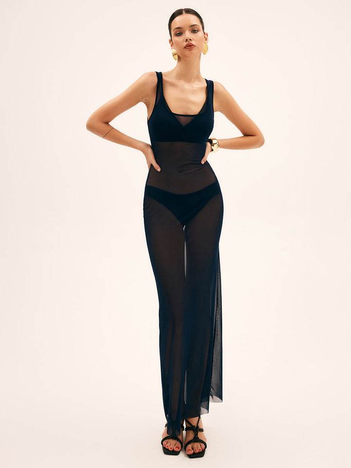 Couvre-maillot en résille transparente