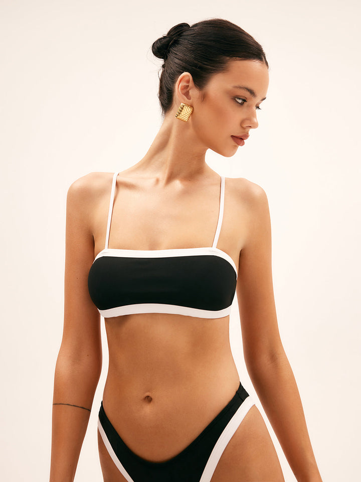 Ensemble Bikini à Liens Contrastés