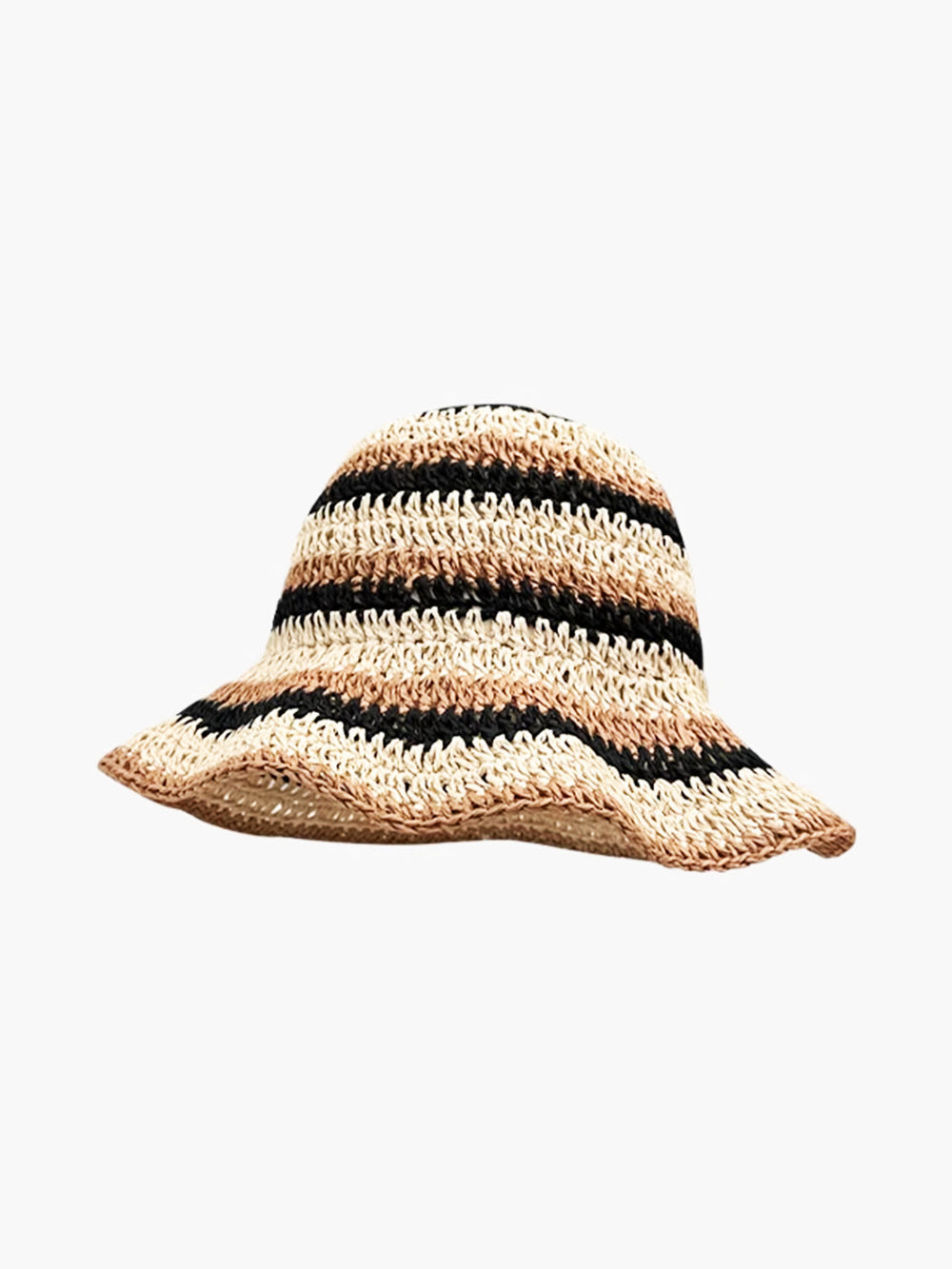 Chapeau Seau à Rayures en Paille