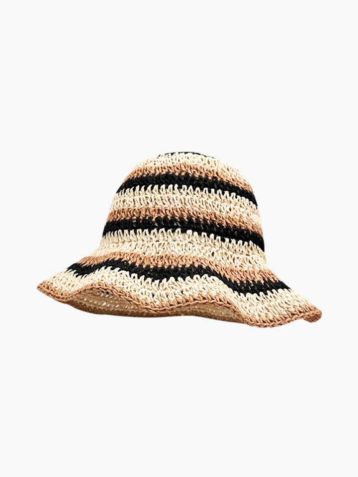 Chapeau Seau à Rayures en Paille