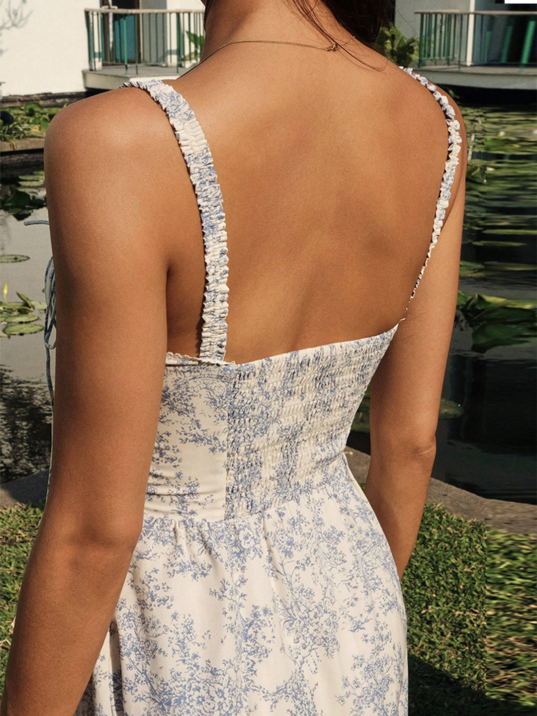 Robe Mi-longue Cami Florale Jardin Saphir
