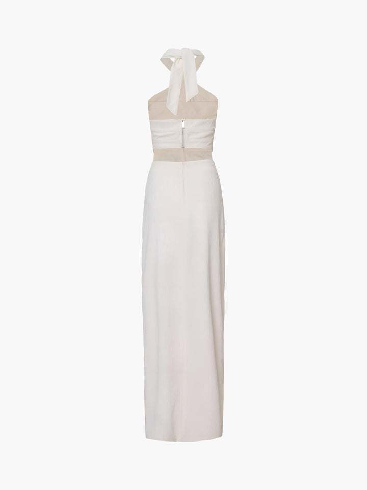 Robe Longue en Tricot Découpée en Croix à Bretelles