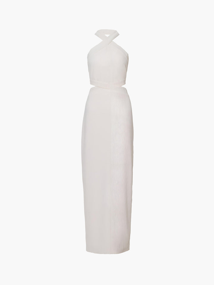 Robe Longue en Tricot Découpée en Croix à Bretelles
