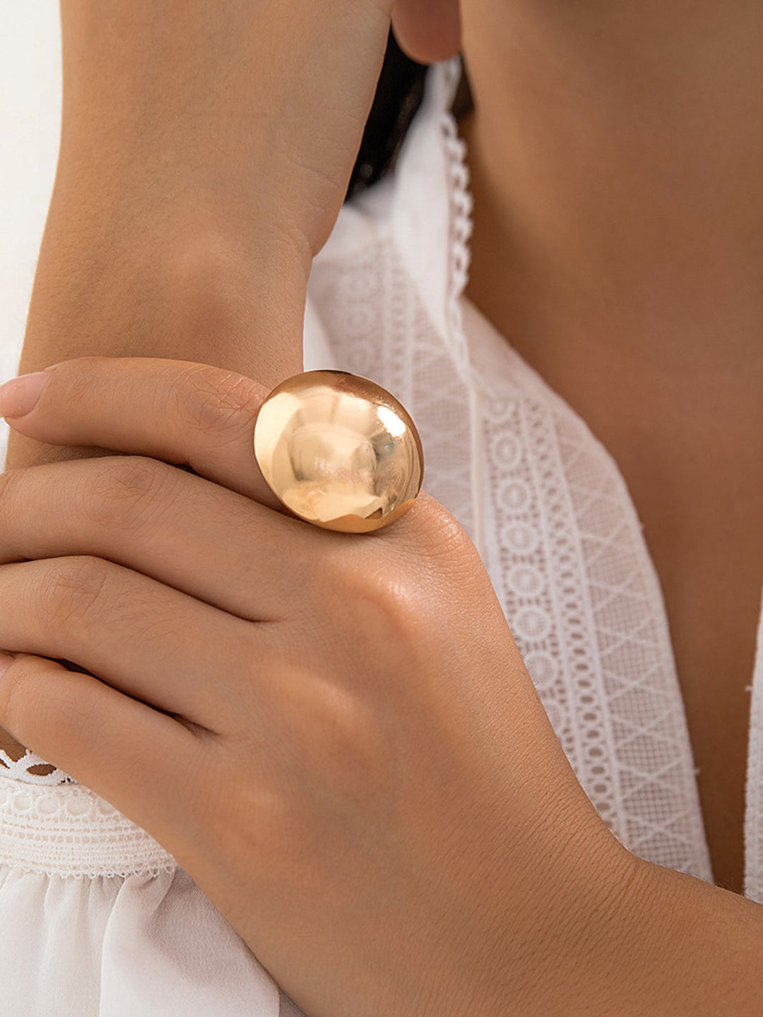 Bague Demi-Sphère Géométrique