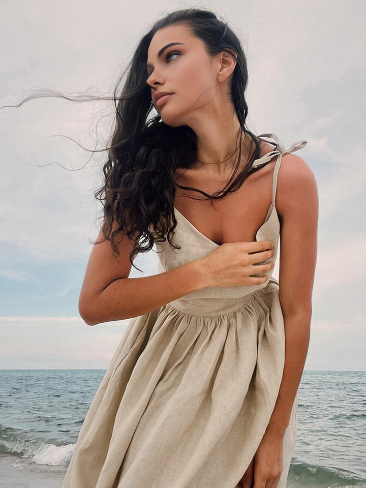 Robe Longue Dos Nu en Coton et Lin