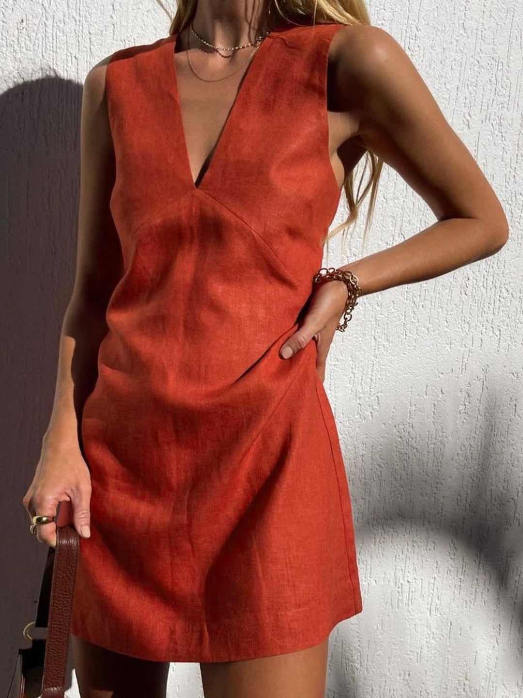 Robe Courte Coton & Lin Col V