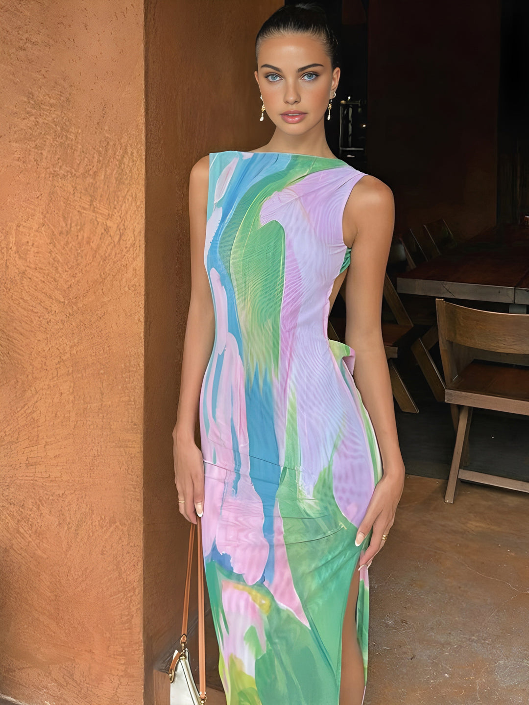 Robe Longue Sans Manches Imprimé Jardin Monet