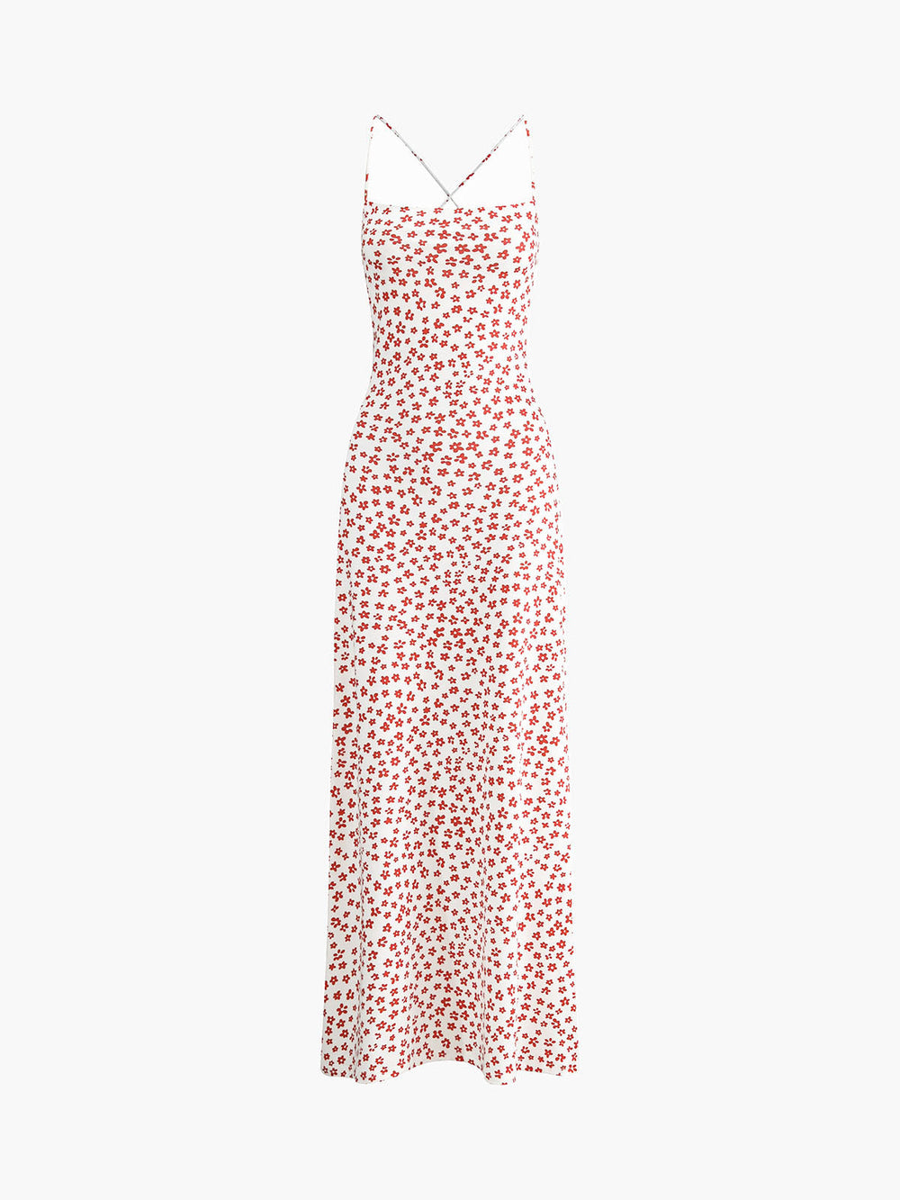 Robe Longue d'été Fluide à Bretelles Croisées et Imprimé Floral