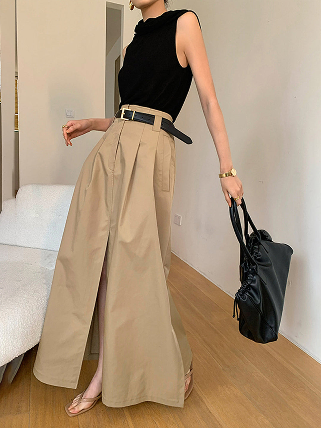 Jupe Longue Maxi Jupe Longue Grande Taille En Coton Sans Ceinture