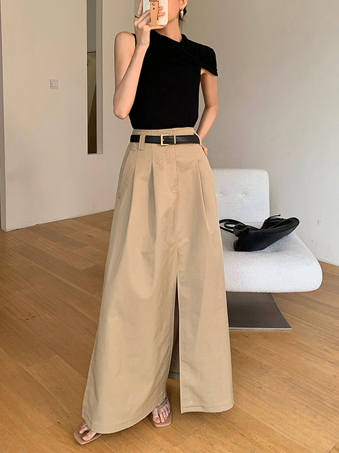 Jupe Longue Maxi Jupe Longue Grande Taille En Coton Sans Ceinture