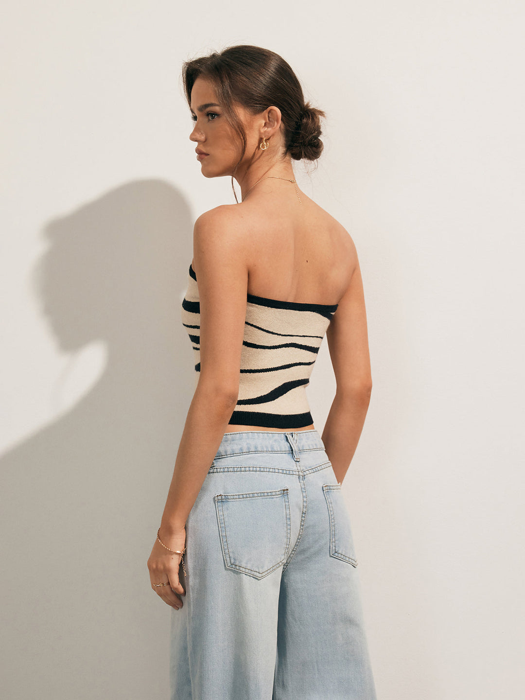 Deux tons Vagues Tube Tricot Haut