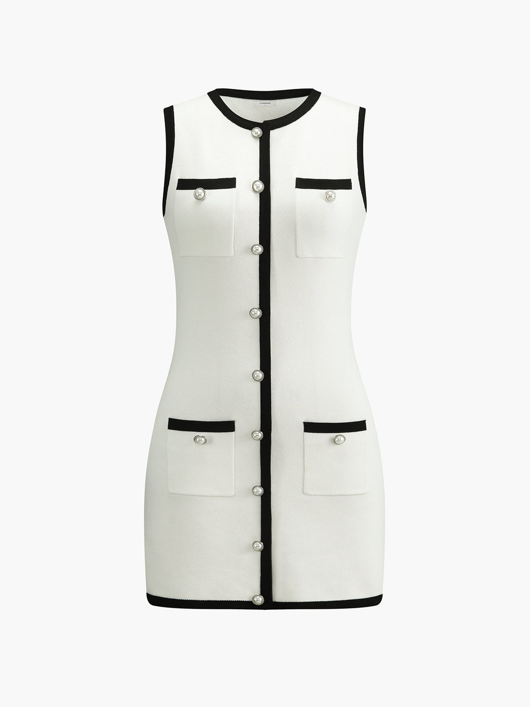 Robe Pull Courte Sans Manches Boutonnée Multi-Poches