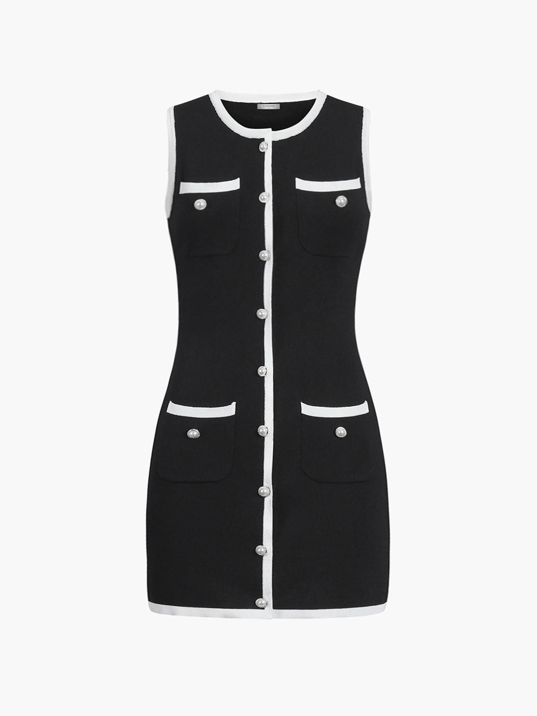 Robe Pull Courte Sans Manches Boutonnée Multi-Poches