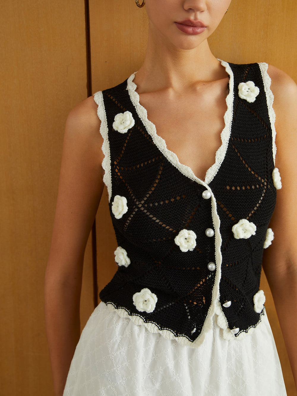 Gilet Débardeur Pull Rosette