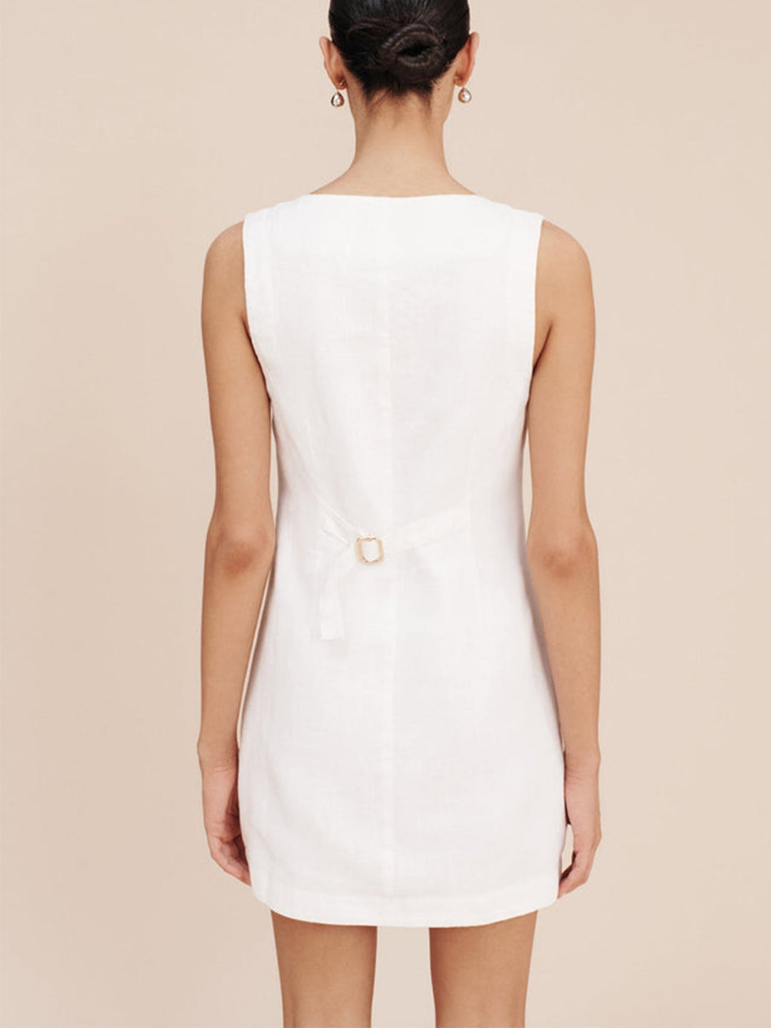 Robe Courte Boutonnée Devant en Coton