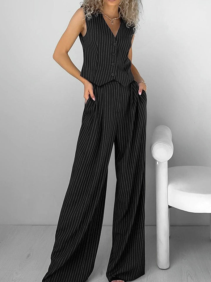 Ensemble Pantalon de Costume Rayé Détendu