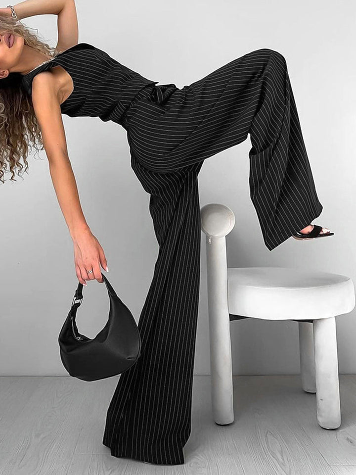 Ensemble Pantalon de Costume Rayé Détendu