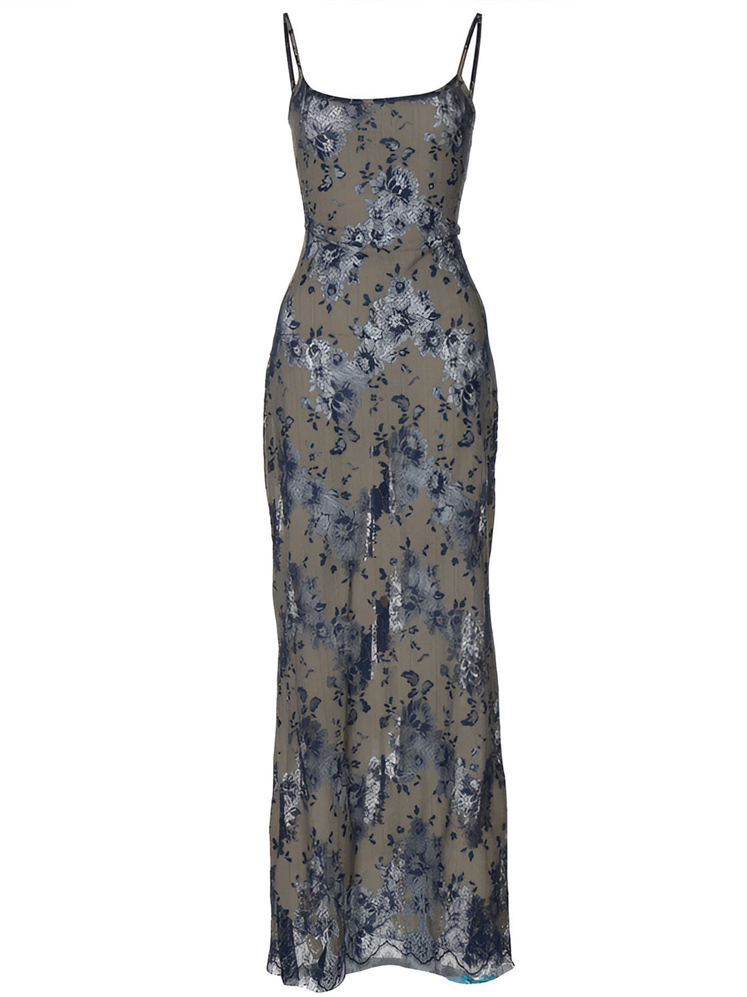 Robe Longue à Lacets en Dentelle "Midnight Garden" Semi-Transparente
