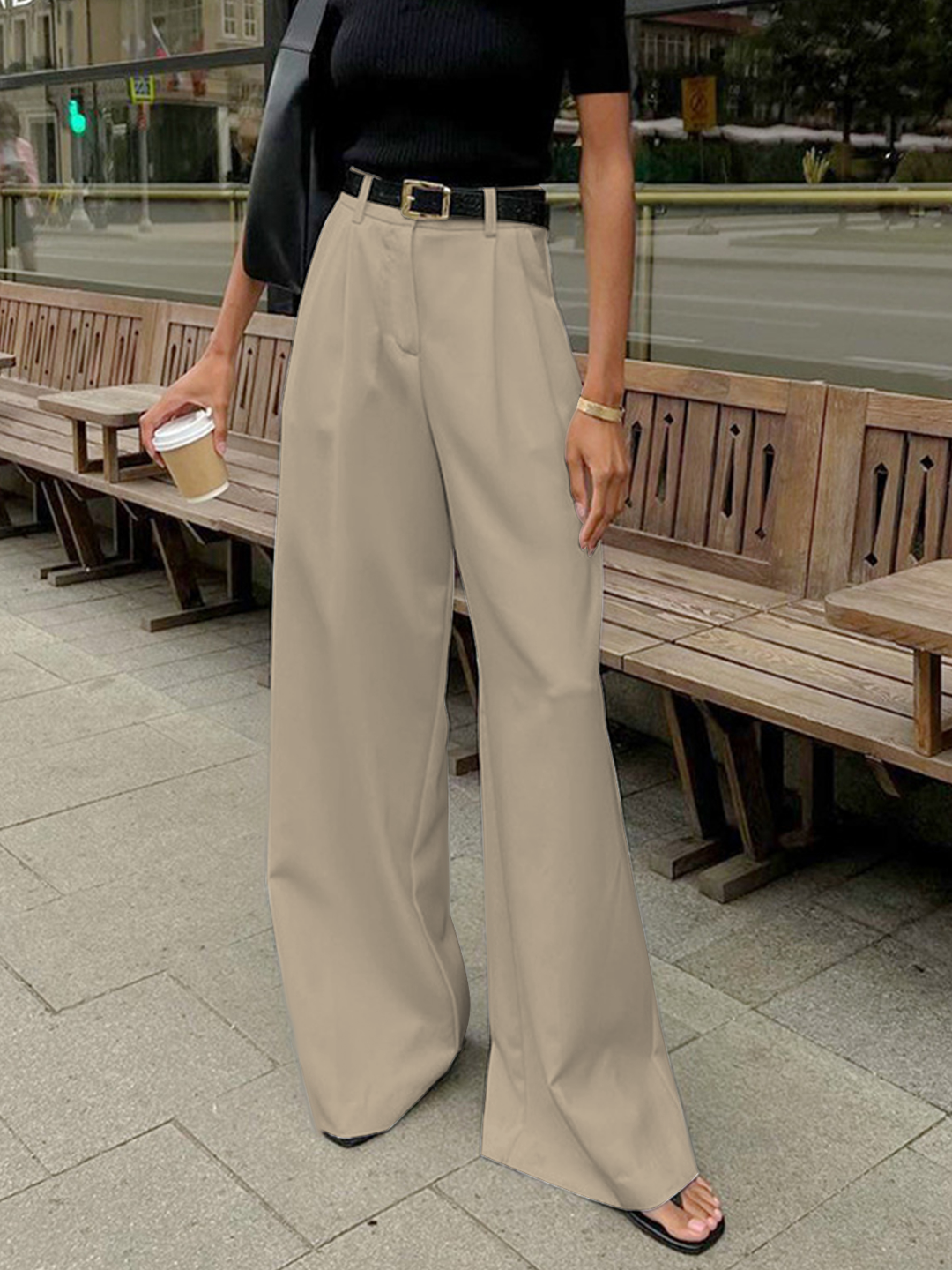 Pantalons Amples Sans Ceinture