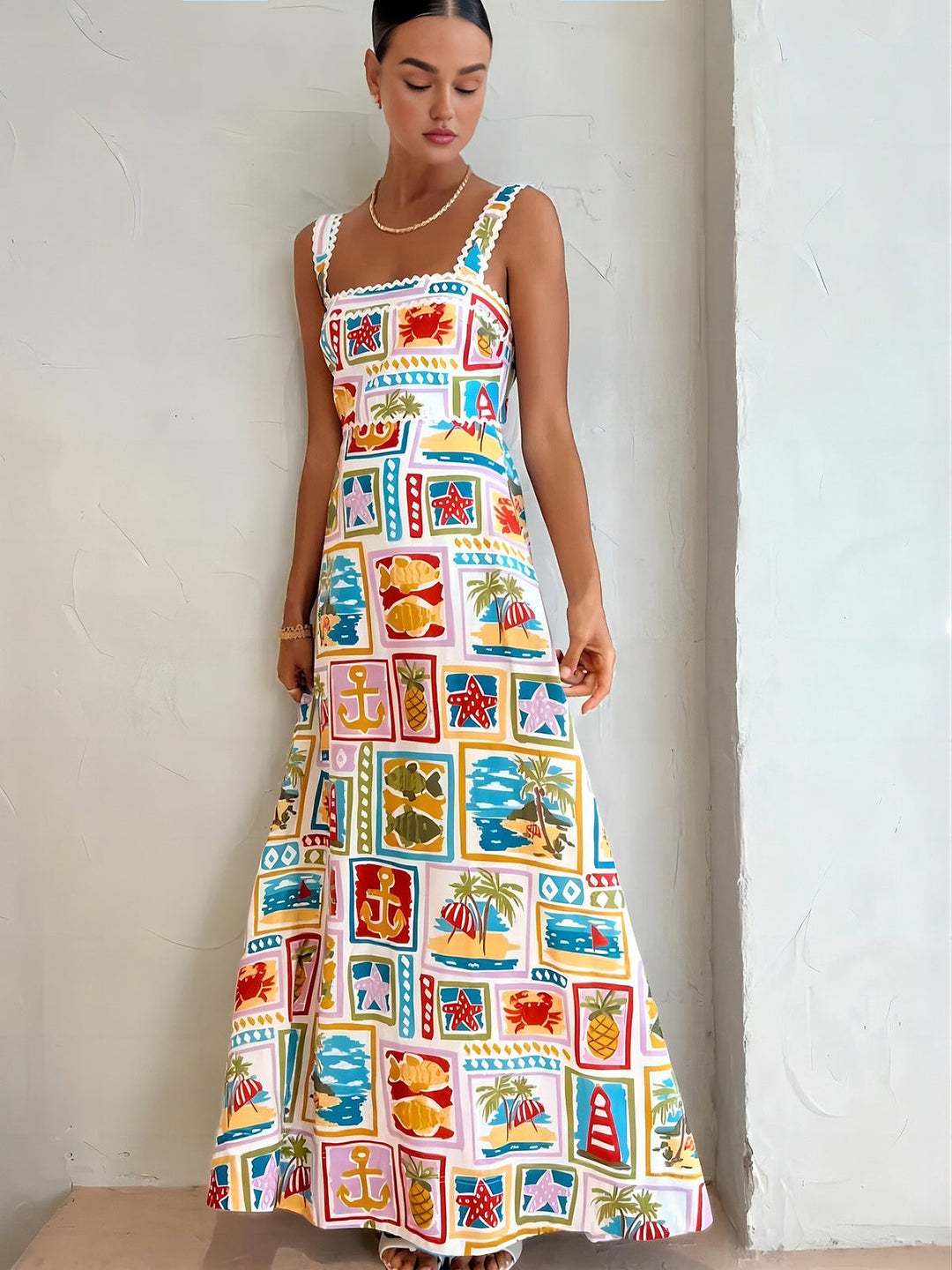 Robe Longue Sans Manches Imprimé Graffiti